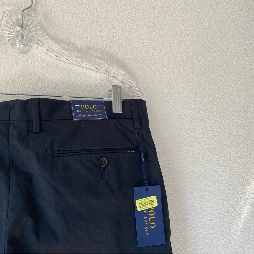 NWT Polo Ralph Lauren Black Stretch Straight Fit Trouser Dress Pants Mens 34 - Picture 7 of 9